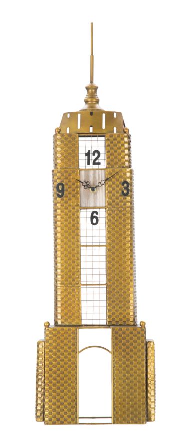 Orologio da Muro Empire Building 23,5x6,5x78 cm in Ferro Oro prezzo