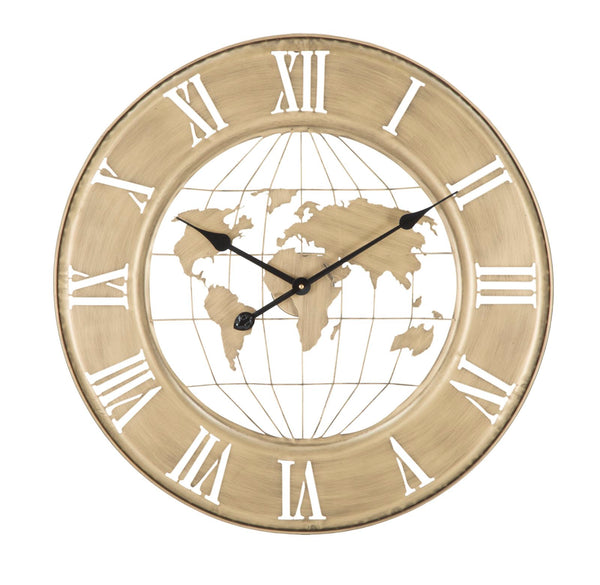 Orologio da Muro World Oro Ø63x3 cm in Ferro Oro online