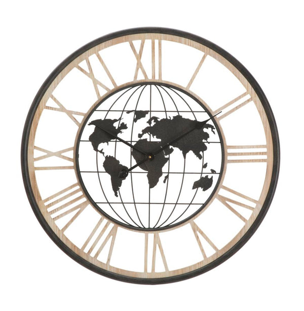 Orologio da Muro World Dark Ø70x5 cm in Ferro e MDF sconto