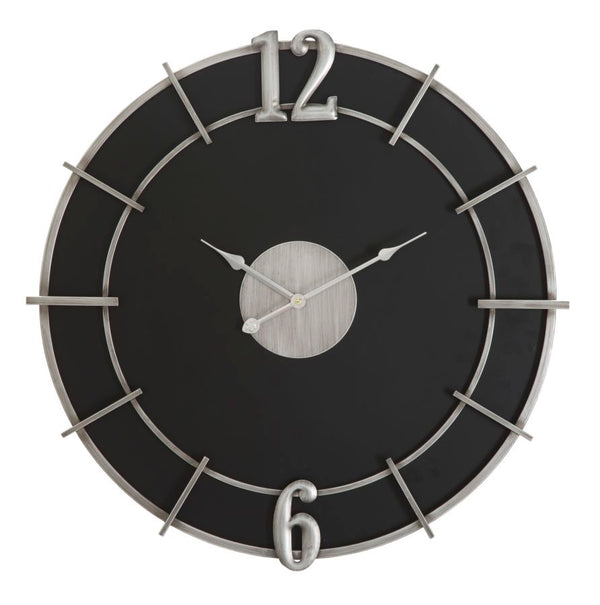 Orologio Argento Glam Ø60x4,5 cm in Ferro e MDF Argento e Nero sconto