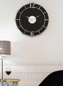 Orologio Argento Glam Ø60x4,5 cm in Ferro e MDF Argento e Nero-7