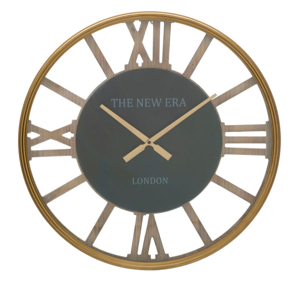 sconto Orologio da Muro New Era Ø60x6,5 cm MDF e in Ferro Marrone