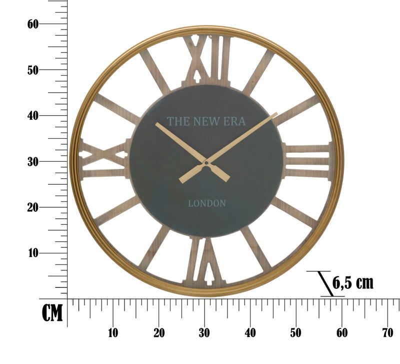 Orologio da Muro New Era Ø60x6,5 cm MDF e in Ferro Marrone-6