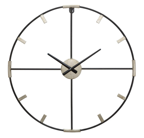 Orologio da Muro Sticky Ø60x3,5 cm in Ferro Nero e Argento acquista