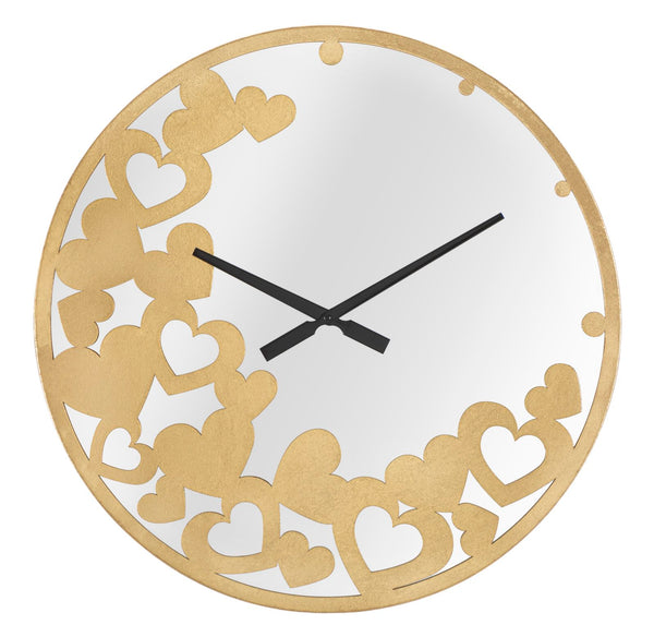Orologio Oro Heart Ø55x4 cm in Ferro Specchio e MDF Oro sconto