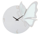 Orologio Glam Farfalla Bianco 66x4,5x64 cm in Ferro MDF e Specchio Bianco-1