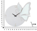 Orologio Glam Farfalla Bianco 66x4,5x64 cm in Ferro MDF e Specchio Bianco-6