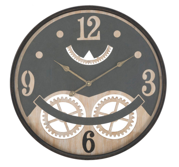 Orologio xxx Ø67x6,5 cm in Ferro MDF e Vetro Nero e Marrone prezzo