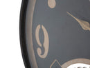 Orologio xxx Ø67x6,5 cm in Ferro MDF e Vetro Nero e Marrone-3