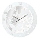 Orologio da Muro Bianco Butterfly Ø55x4,5 cm in Ferro MDF e Specchio Bianco-1