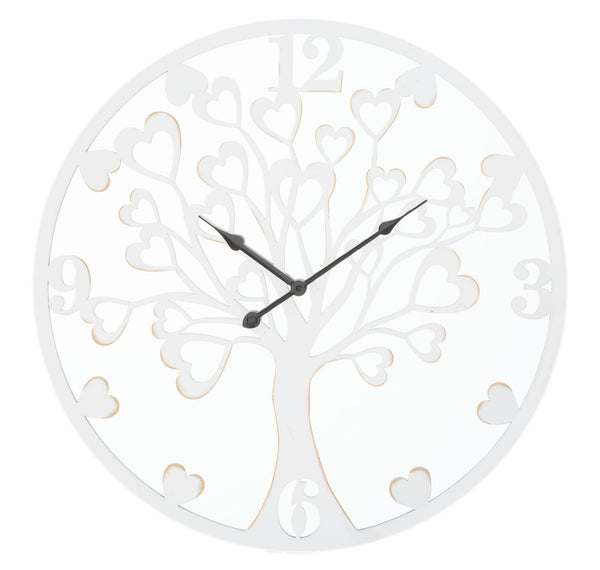 online Orologio da Muro Heart/Tree Ø55x4,5 cm in Ferro MDF e Specchio Bianco