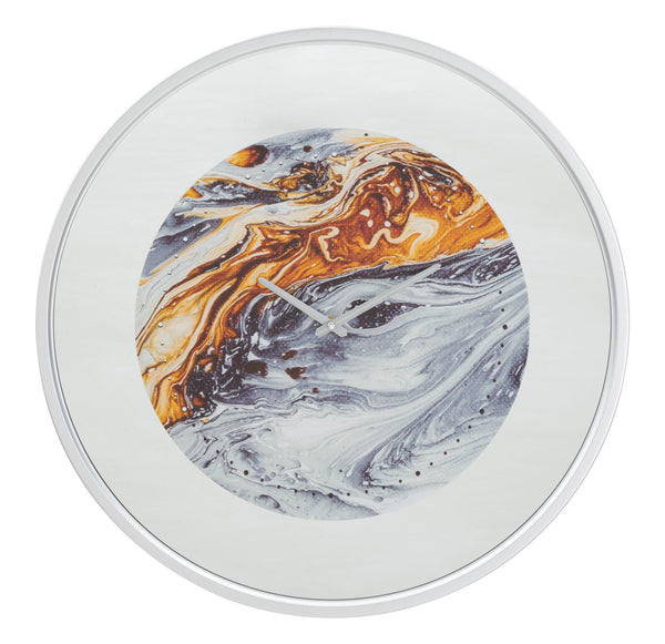 sconto Orologio da Muro Mirror Grey Ø60x5 cm in Ferro MDF e Vetro Multicolor