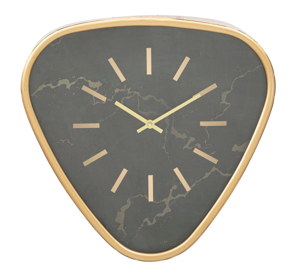sconto Orologio da Muro Triangle 40x6x38 cm in Ferro MDF e Vetro Oro e Nero