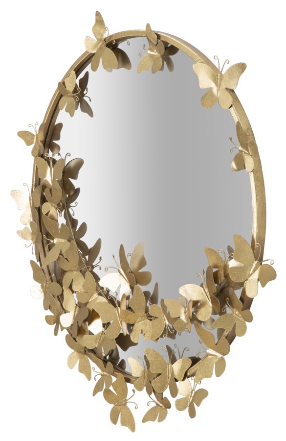 Specchio Farfalle Round 74x4x75 cm in Ferro e MDF Oro-5