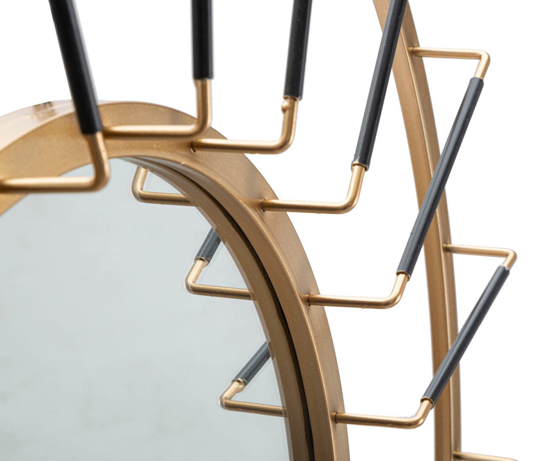 Specchio da Muro Glam Dark Ø81x6,5 Misura Specchio Ø41,5 cm in Ferro Oro e Nero-4