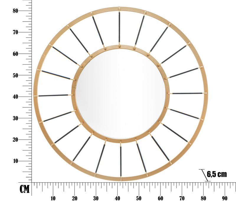 Specchio da Muro Glam Dark Ø81x6,5 Misura Specchio Ø41,5 cm in Ferro Oro e Nero-5