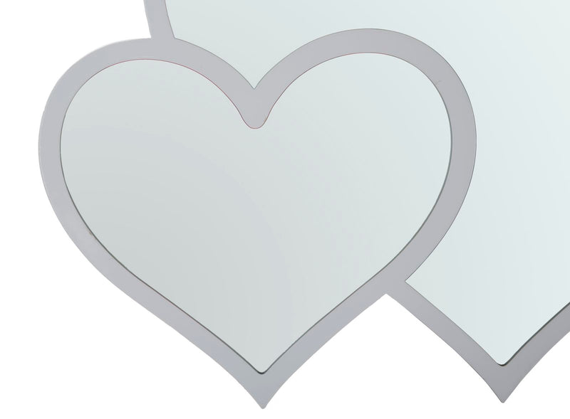 Specchio Glam Bianco Double Heart 65x2x50 Misura Interna 60x45 cm in Ferro e MDF Bianco-2
