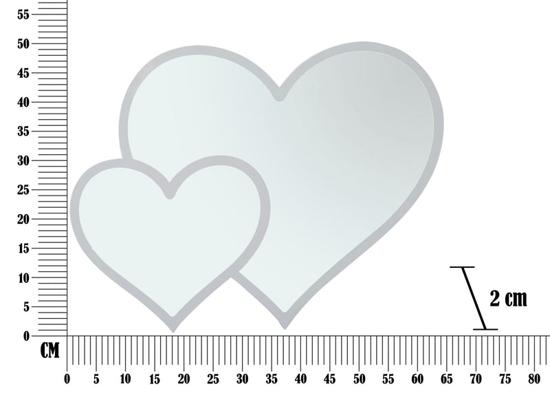 Specchio Glam Bianco Double Heart 65x2x50 Misura Interna 60x45 cm in Ferro e MDF Bianco-6