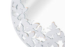 Specchio Rotondo Bianco Butterfly 62,5x2,3 cm in Ferro Specchio e MDF Bianco e Oro-2