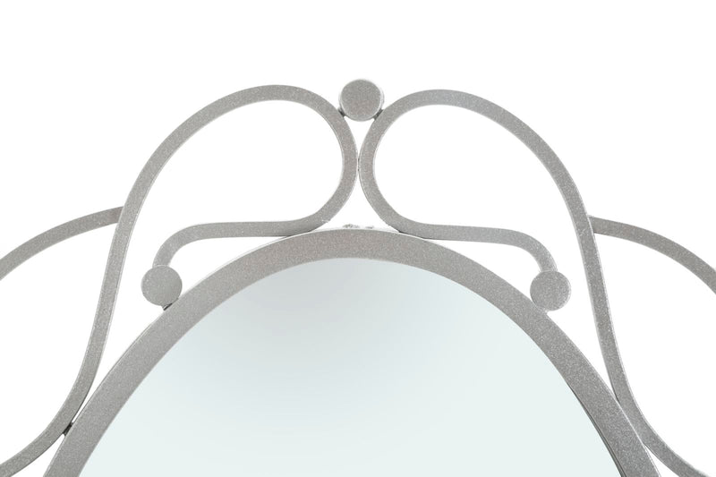 Specchio Oval Argento 60x2,5x110 cm in Ferro e MDF Argento-2
