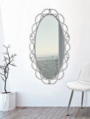 Specchio Oval Argento 60x2,5x110 cm in Ferro e MDF Argento-5