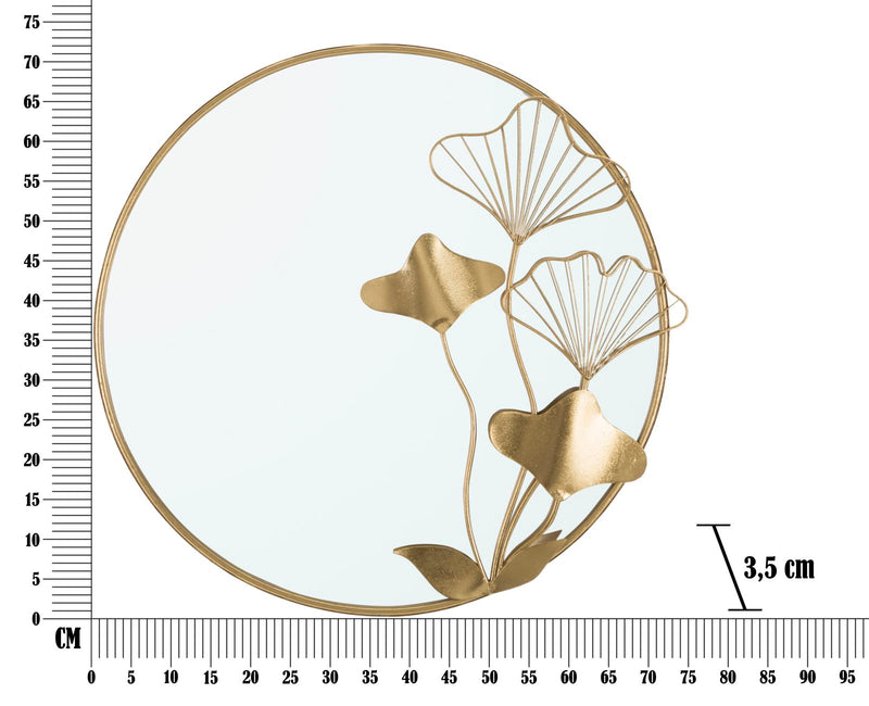 Specchio With Flower 75x3,5x72 cm in Ferro e MDF Oro-6