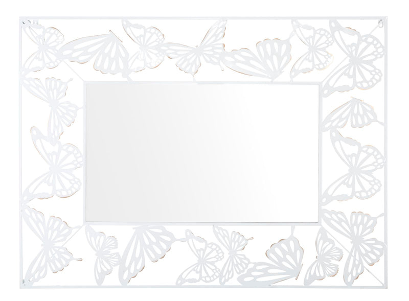 Specchio Bianco Butterfly 85x1x115 cm in Ferro e MDF Bianco-1