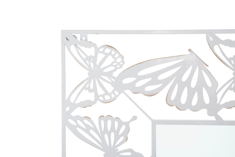 Specchio Bianco Butterfly 85x1x115 cm in Ferro e MDF Bianco-2