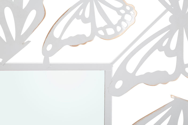 Specchio Bianco Butterfly 85x1x115 cm in Ferro e MDF Bianco-3