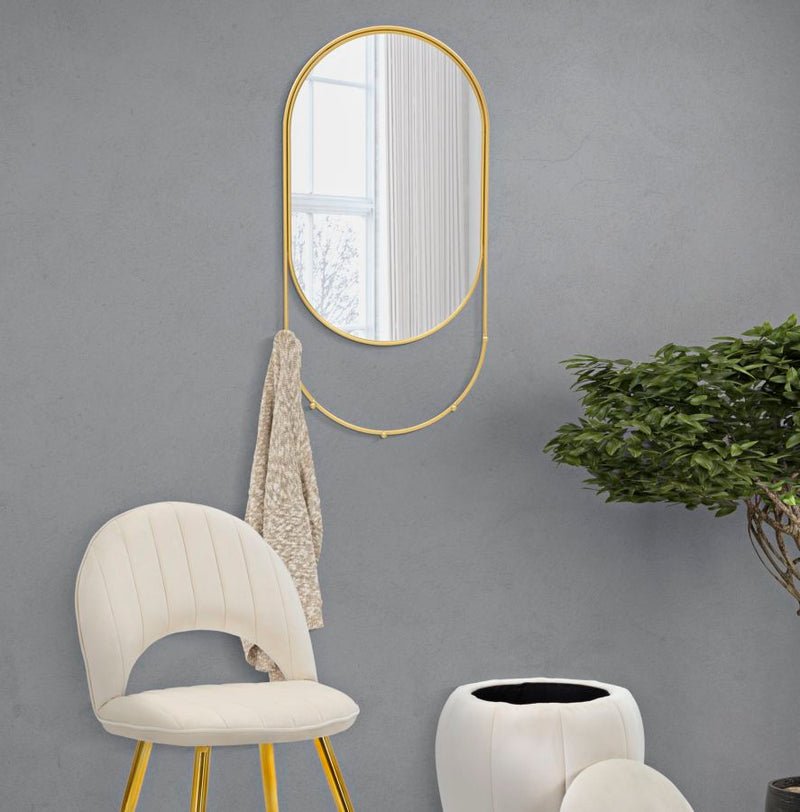 Specchio da Muro Appendi Abiti 40x5,5x79,5 cm in Ferro e MDF Oro-4