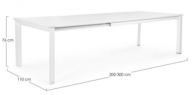 Tavolo Allungabile Konnor 200-300x110 cm Bianco in Alluminio-3