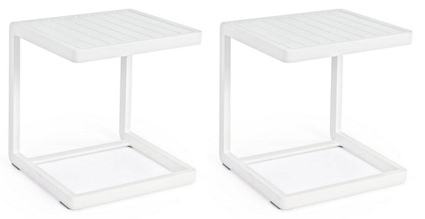 acquista Set 2 Tavolini da Salotto 40x40x45 cm in Alluminio Konnor Bianco