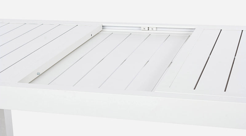 Tavolo da Giardino Allungabile 160/240x90x75 cm in Alluminio Hilde Bianco-5
