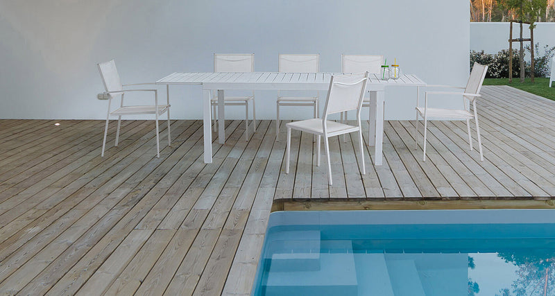 Tavolo da Giardino Allungabile 160/240x90x75 cm in Alluminio Hilde Bianco-6