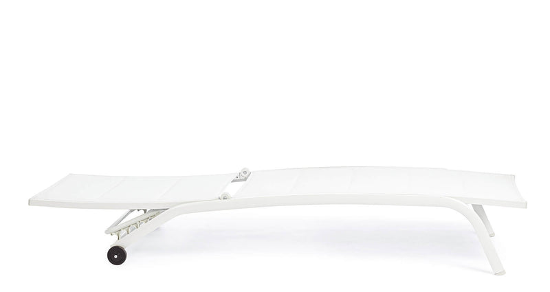 Lettino Prendisole da Giardino 61x192x96 cm con Ruote in Alluminio Bianco-7
