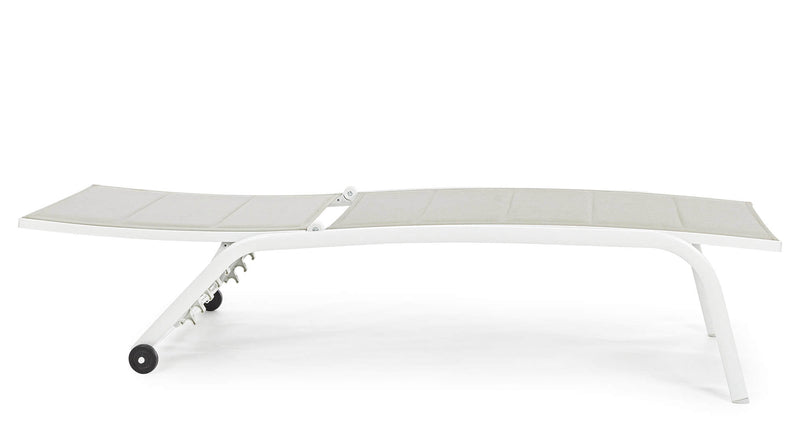 Lettino Prendisole da Giardino 61x192x105 cm con Ruote in Alluminio Bianco-8