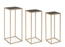 Set 3 Tavolini Nucleos Quadrato Oro in Acciaio-1