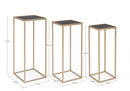 Set 3 Tavolini Nucleos Quadrato Oro in Acciaio-2