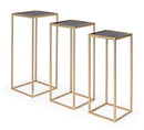 Set 3 Tavolini Nucleos Quadrato Oro in Acciaio-5