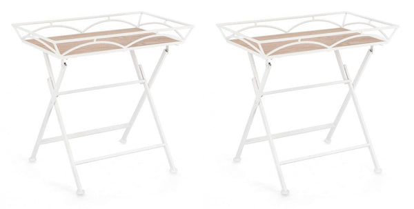 Set 2 Tavolini da Soggiorno 63x40x60 cm in Acciaio Guenda Bianco online