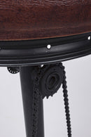Sgabello da Bar H80 cm in Acciaio Seduta in Vera Pelle Cycle Nero-5