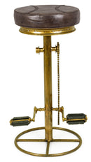 Sgabello da Bar H80 cm in Acciaio Seduta in Vera Pelle Cycle Oro-3