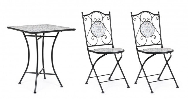 Set Tavolino e 2 Sedie Pieghevoli da Giardino Erice in Acciaio-2