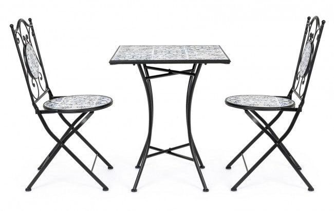 Set Tavolino e 2 Sedie Pieghevoli da Giardino Erice in Acciaio-3