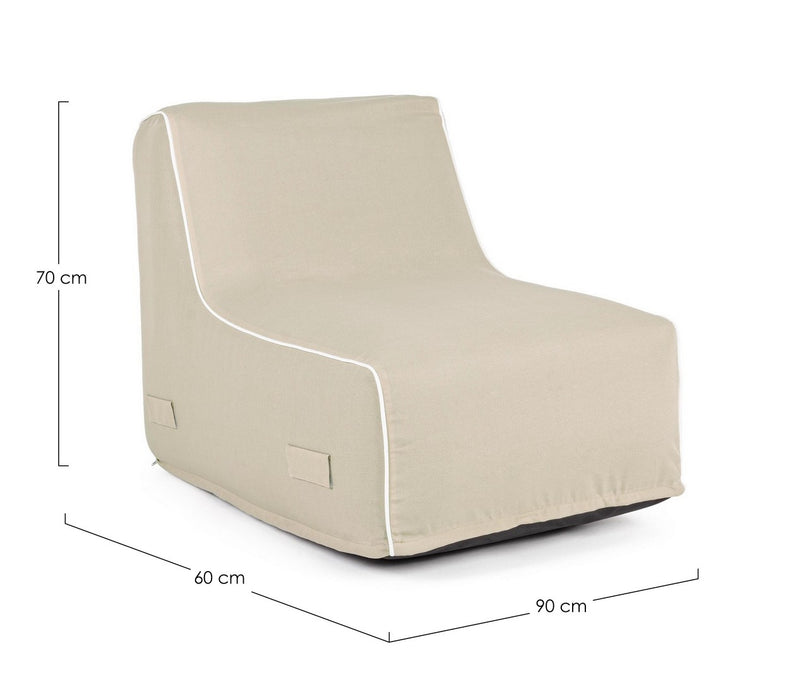 Poltrona Pouf Chaise Lounge Gonfiabile 90x60x70 cm in Poliestere Rihanna Beige-10