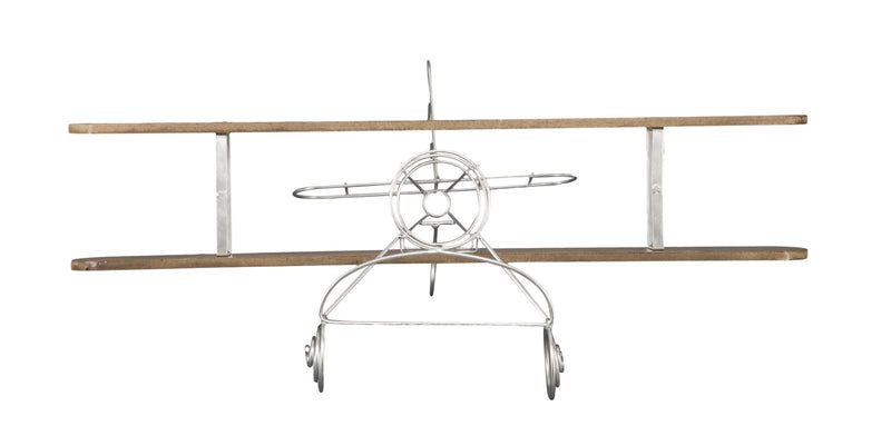 Porta Bottiglie Singolo Aviator 67,7x38x22 cm Legno e Ferro Argento e Marrone-3