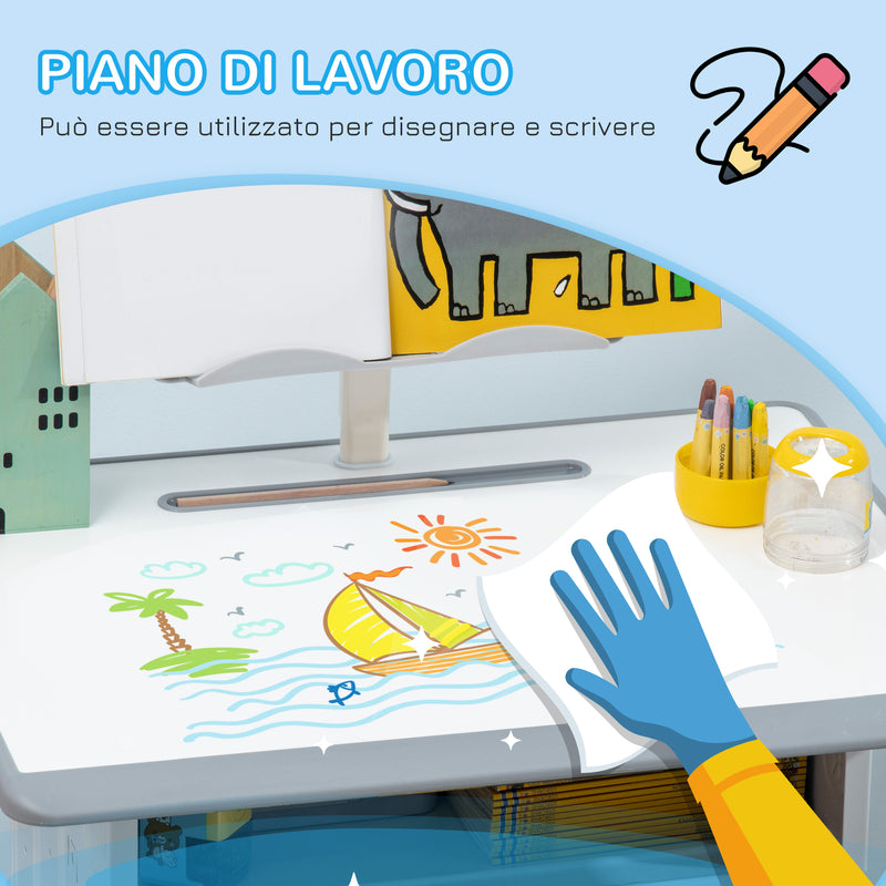 Banco Studio Scuola per Bambini Acciaio e MDF Grigio-7