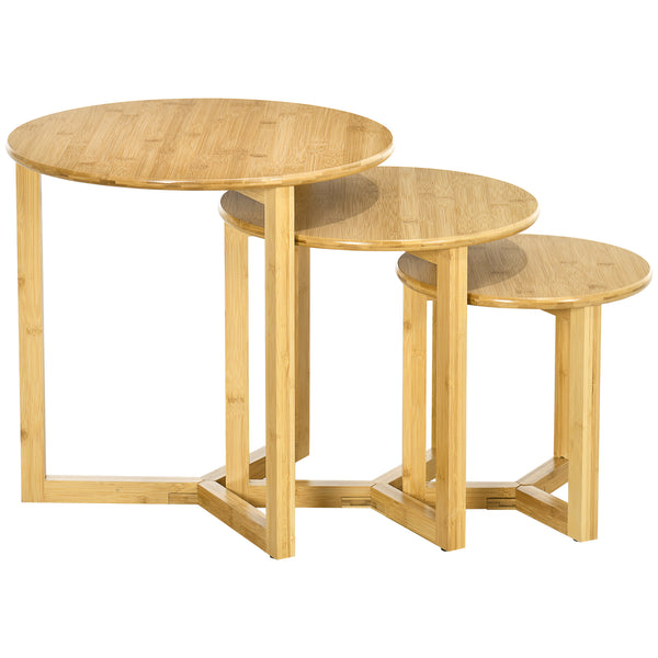 sconto Set 3 tavolini Soggiorno Impilabili in Bambù Naturale