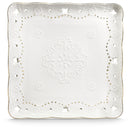 Piatto Quadrato 25,5x25,5 cm Traforato in Porcellana Kaleidos Charme Filo Oro-1