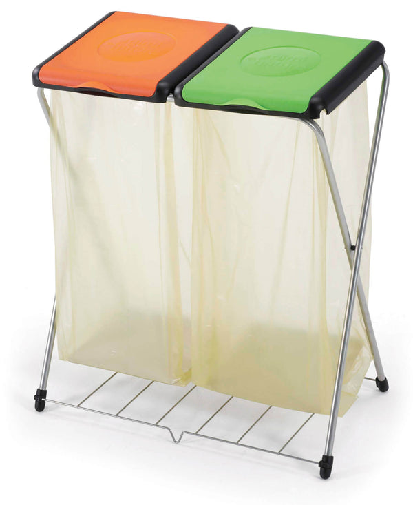 Pattumiera a 2 Posti 72x40x82 cm in Acciaio Bauer Gimi Duo acquista